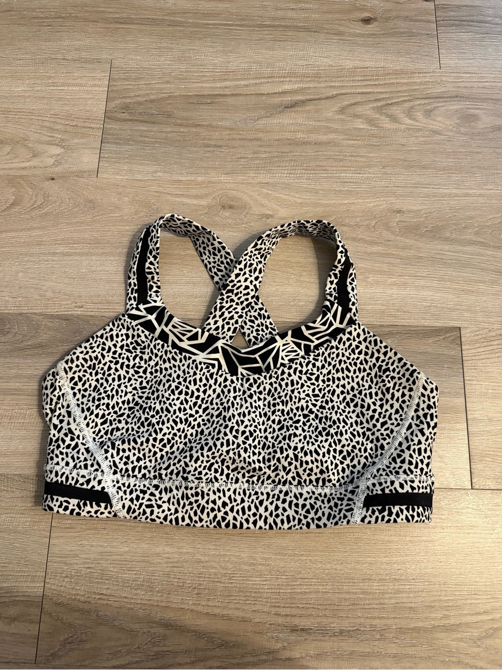 Lululemon Rack Pack Sports Bra - Black and White Animal Print